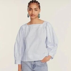 J. Crew Light Blue Square Neck Blouse